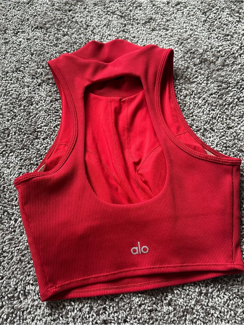 ALO Yoga Red Ribbed Racerback Crop Tank - Picture 2 of 4